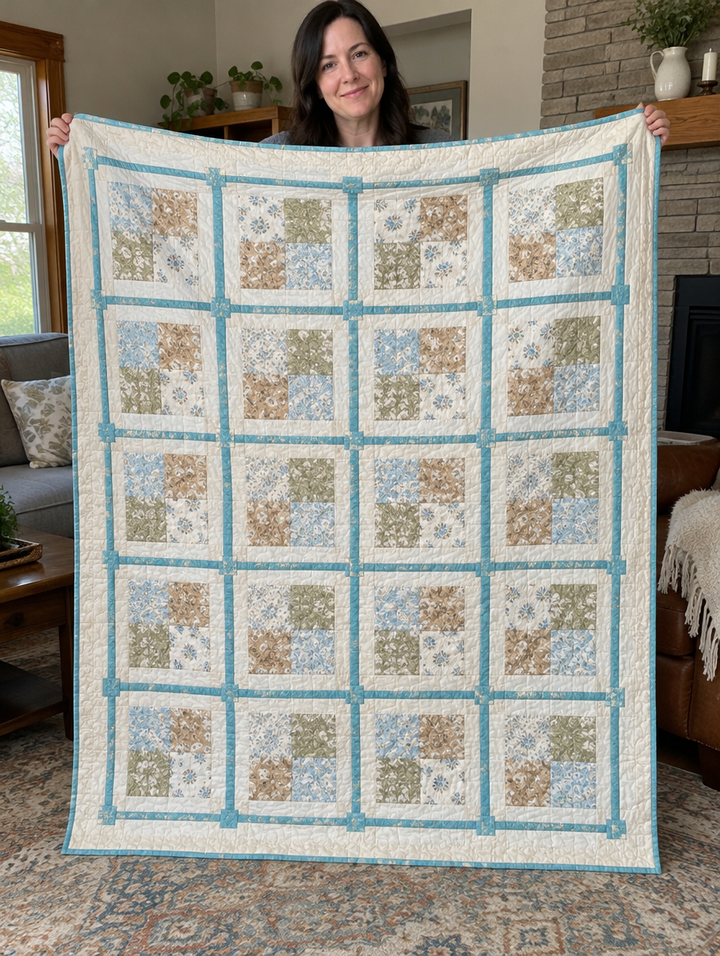 Blue Bloom Patch Quilt Pattern