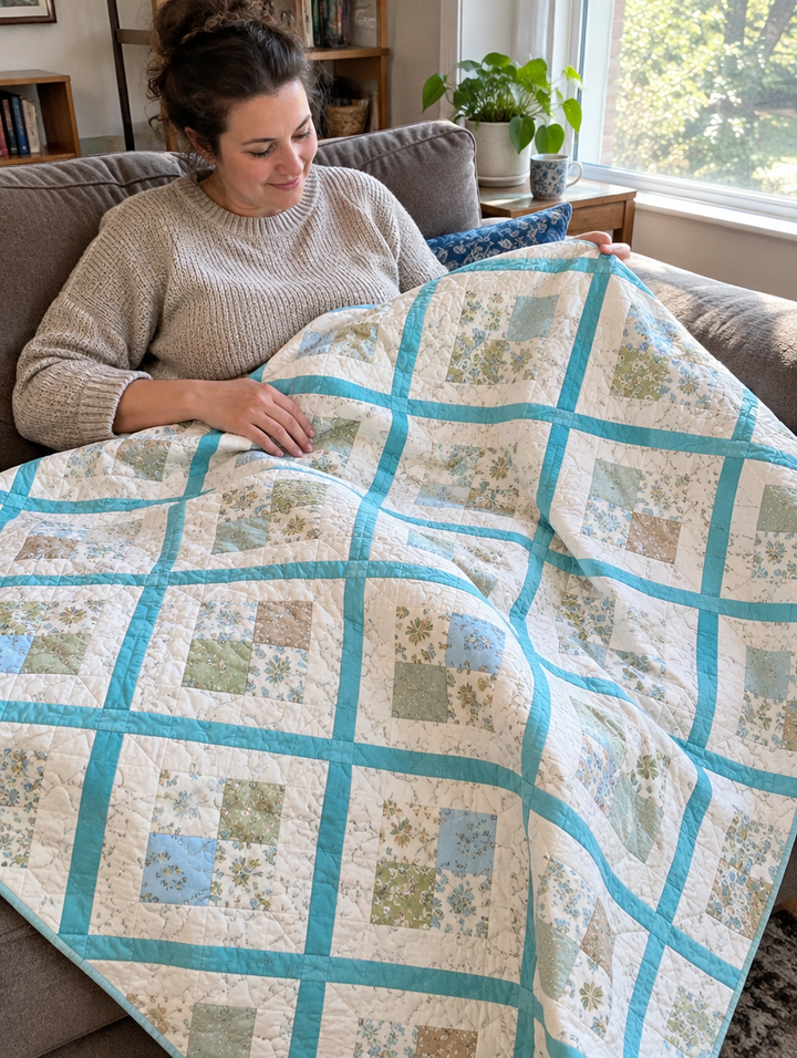 Blue Bloom Patch Quilt Pattern