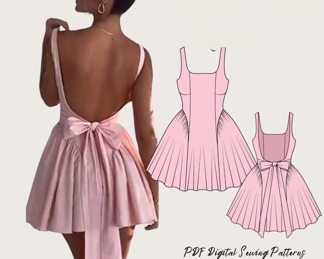 Pretty Prom Low Back Cocktail Dress Sewing Pattern