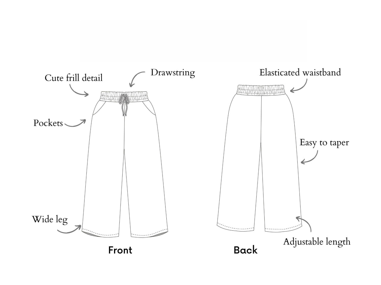 Comfy Trendy Wide Leg Pants Sewing Pattern
