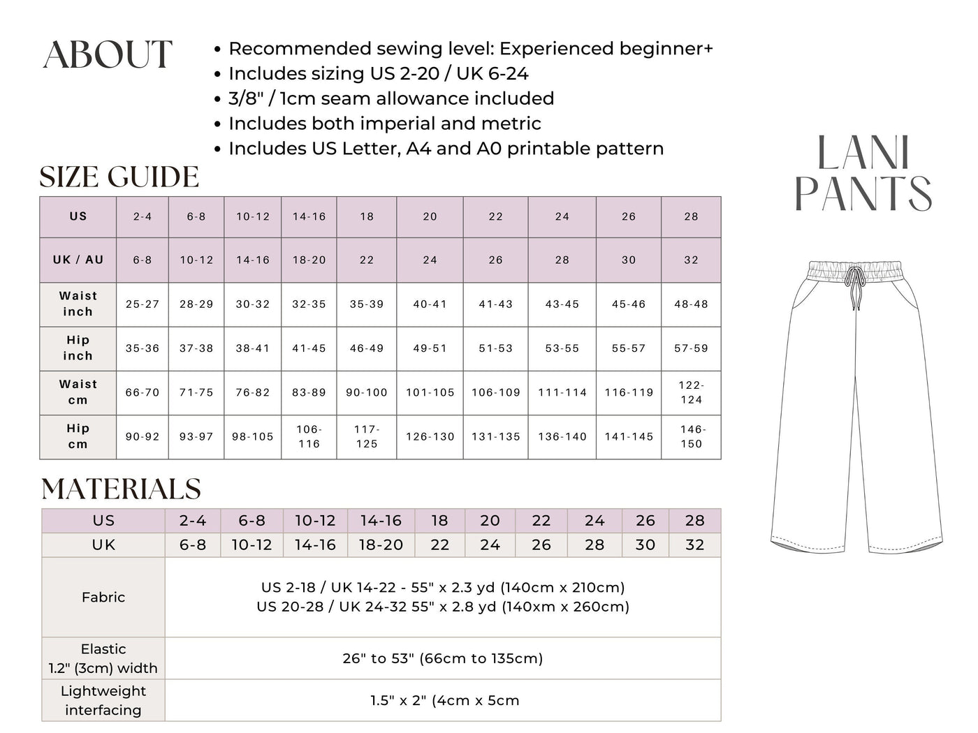 Comfy Trendy Wide Leg Pants Sewing Pattern