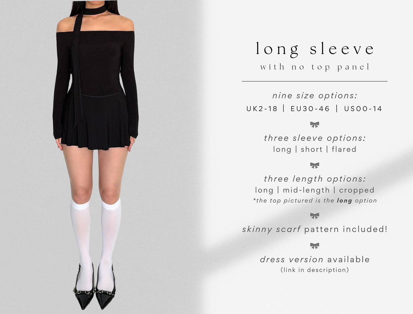 Off Shoulder with Multiple Length Sleeves Sewing Pattern