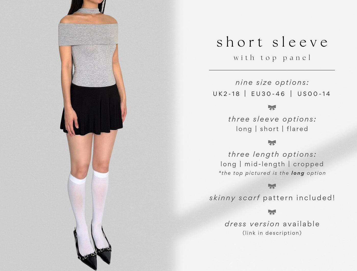 Off Shoulder with Multiple Length Sleeves Sewing Pattern