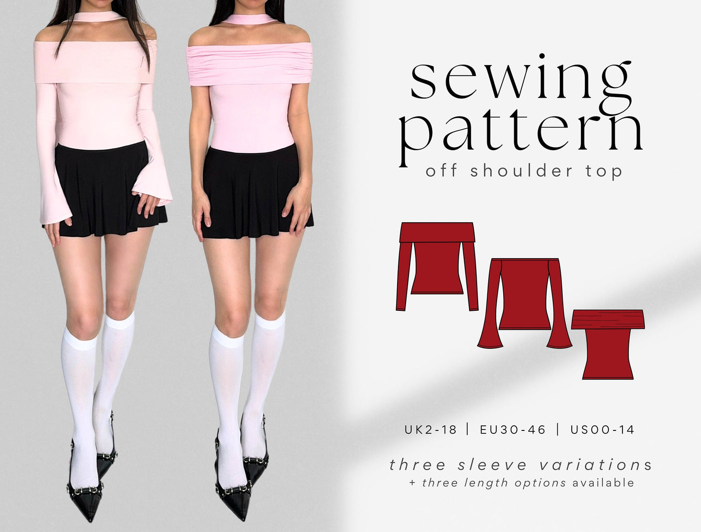 Off Shoulder with Multiple Length Sleeves Sewing Pattern