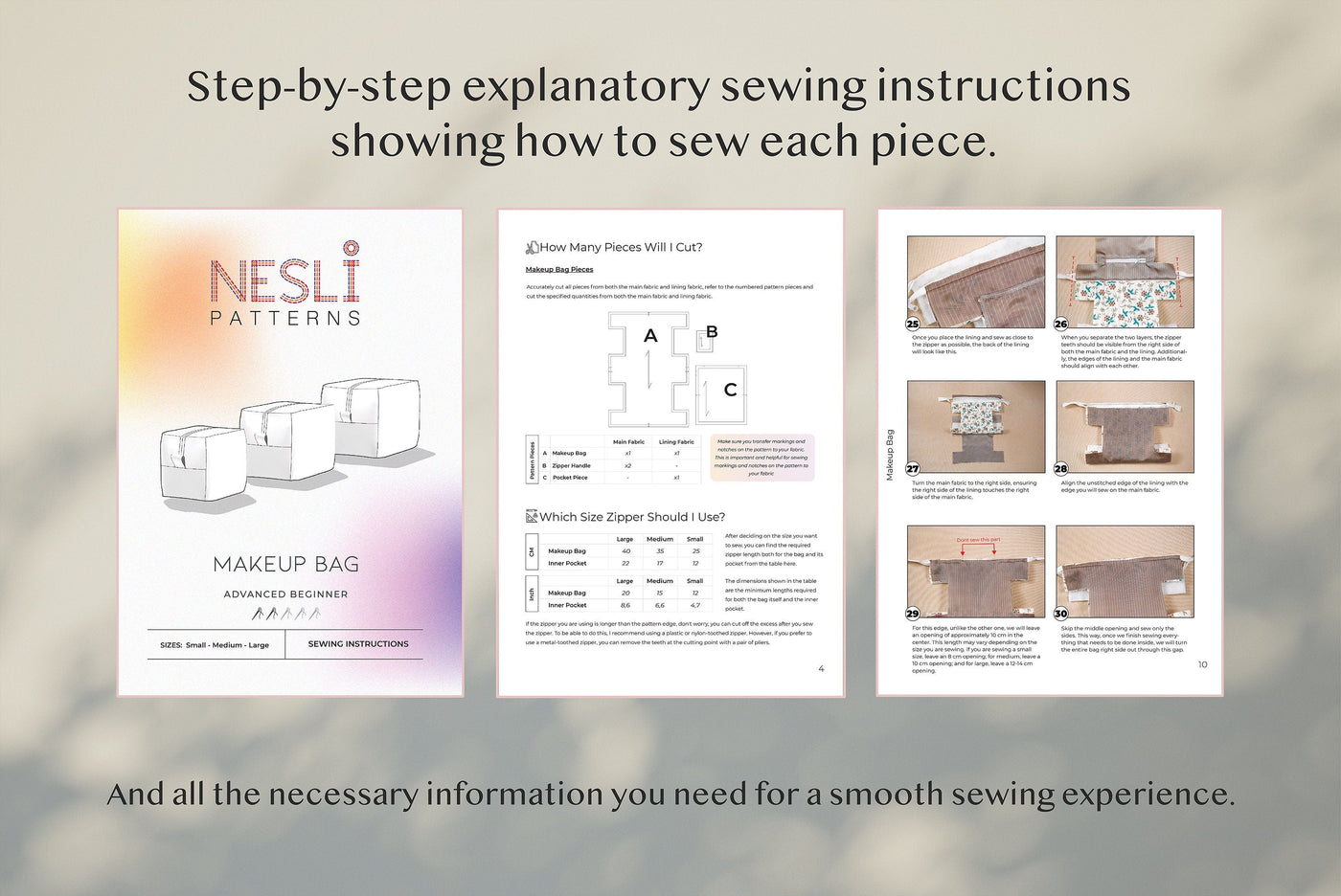 Spacious Makeup Pouch Sewing Pattern