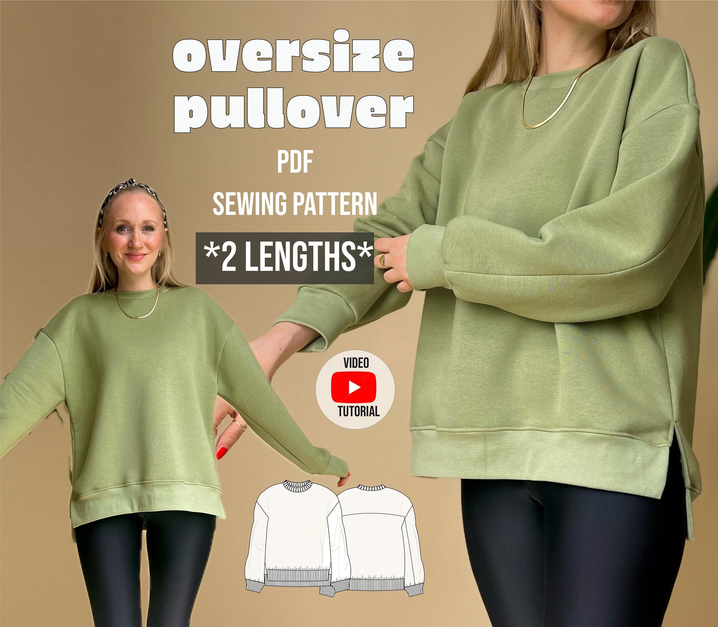 2 Lengths Oversize Pullover Sweater Sewing Pattern
