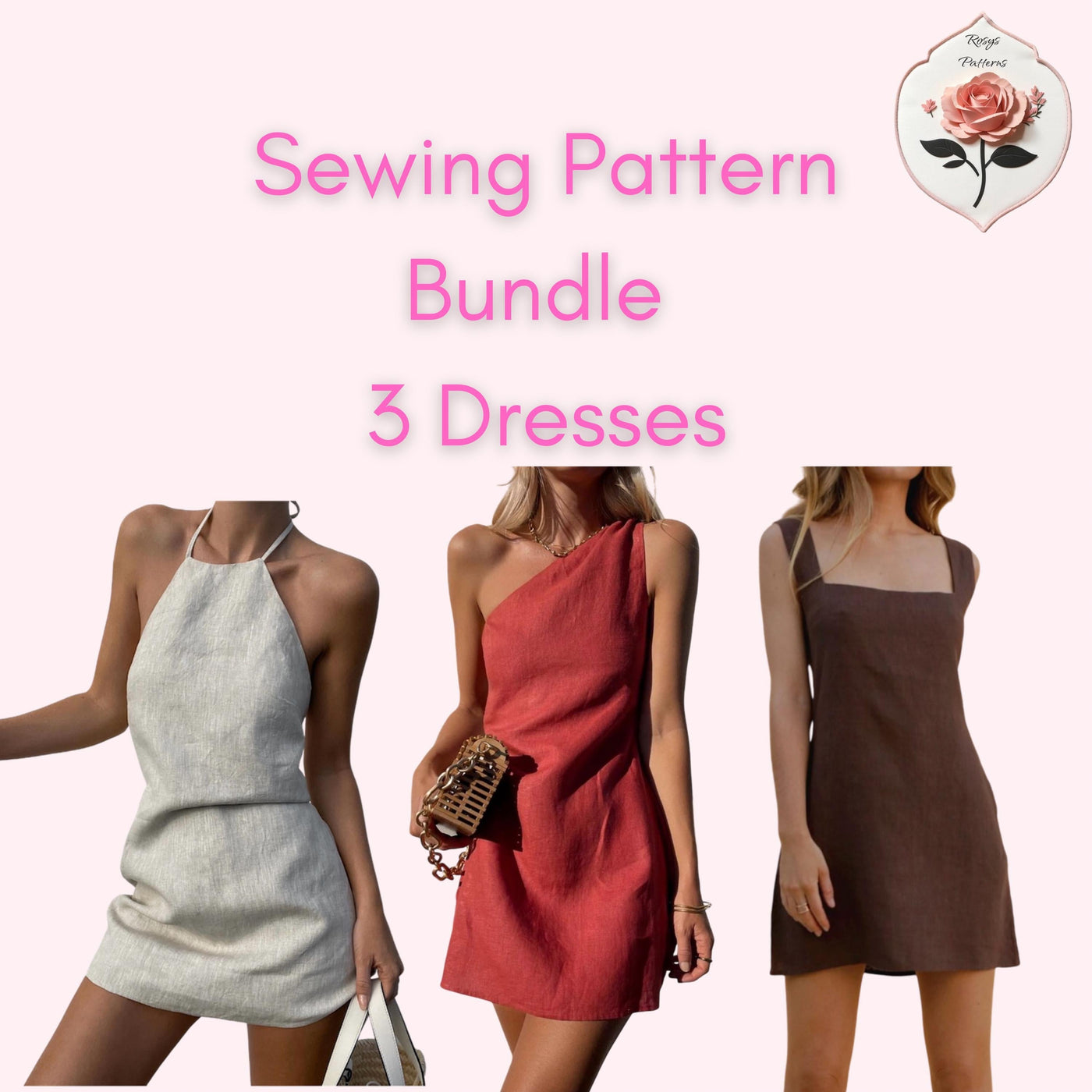 Bundle of 3 Summer Dress Sewing Pattern